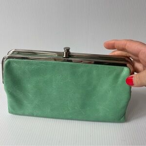 Hobo International Lauren Green Double Frame Clutch Wallet 10th Anniversary Read